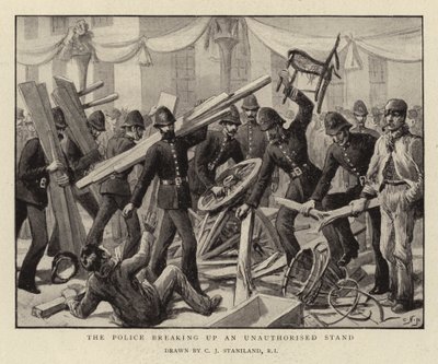 La police dispersant un stand non autorisé - Charles J. Staniland